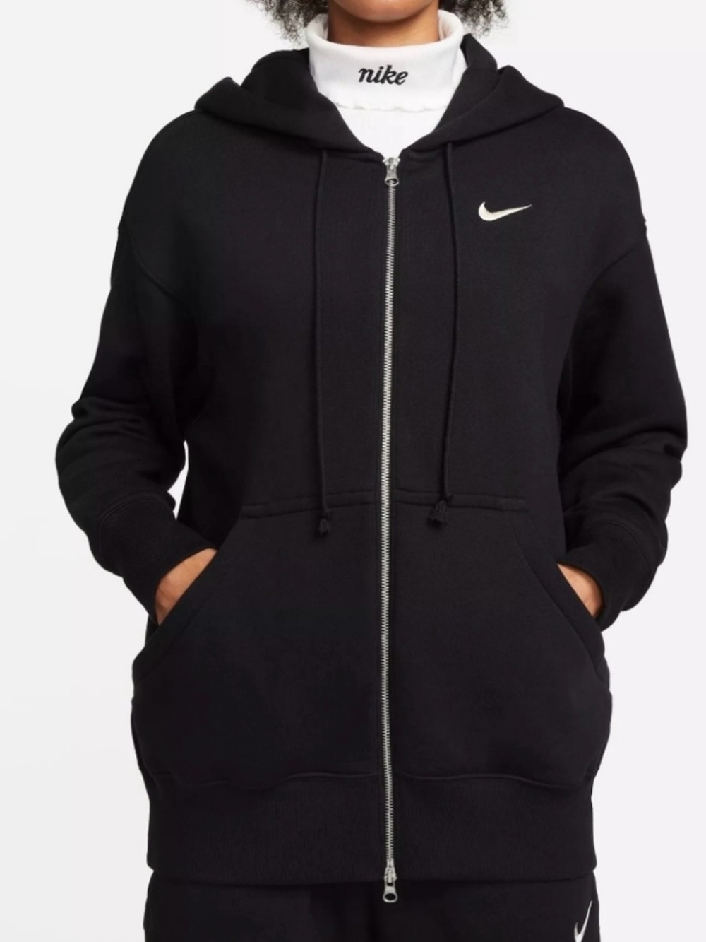 Nike Sportswear Hoodie Black Full-Zip Phoenix Relaxed Fit Sz L